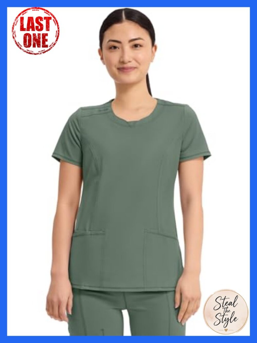 Infinity Round Neck Scrub Top 3 Pockets 360 Stretch Wrinkle Resistant